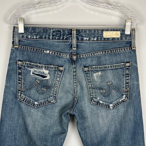 AG Adriano Goldschmied Ex Boyfriend Crop Jeans 17 Year Damaged size 26 - Picture 8 of 14